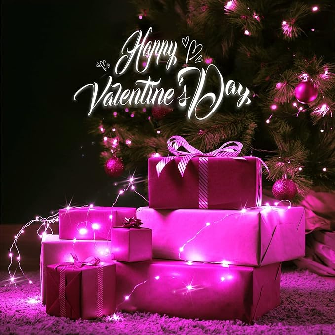 JMEXSUSS 2 Pack Pink Fairy Lights Battery Operated, Total 400 LED 132ft Christmas Twinkle String Lights with Remote, 8 Modes Pink Lights for Christmas Valentine's Day Indoor Bedroom Birthday Decor