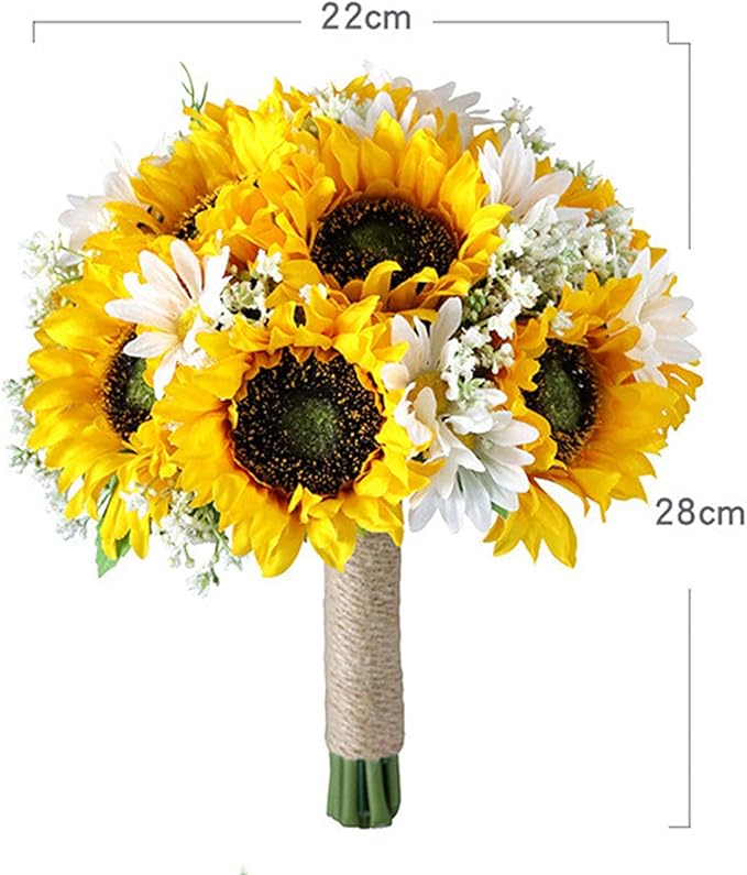 Wedding Bouquet for Bride Bridesmaid, Artificial Sunflower Bouquets for Wedding Church Bouquet Home Decoration