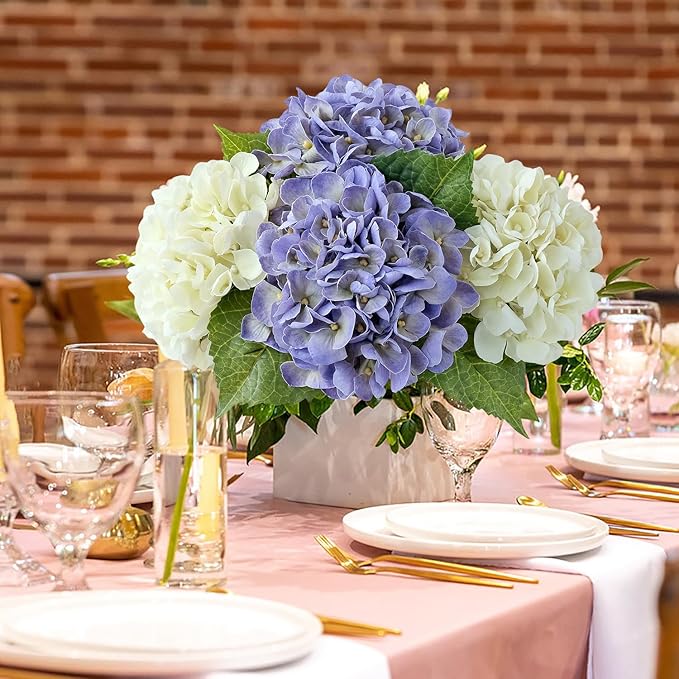 Light Purple Boho Real Touch Flowers,4PCS 21" Lifelike Artificial Hydrangeas with Stems for Indoor Outdoor Wedding Bouquet Table Centerpieces Home Baby Showers
