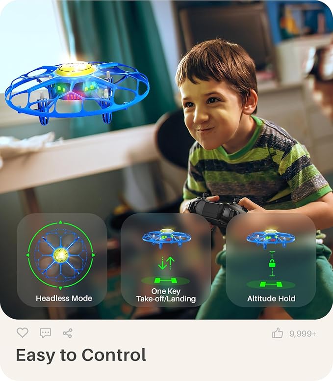SYMA Kids Drone with 7-Color LED Light Modes, X660 Indoor Drone with Full Propeller Guard Headless Mode Rotary Ascent, Lightweight Easy to Fly Remote Control Airplane Gift for Adults Boys and Girls