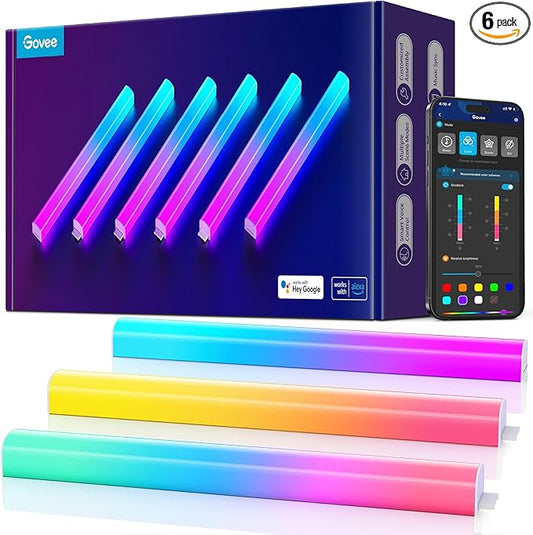 Govee Glide Wall Lights, RGBIC LED Light, Smart Gaming Light Works with Alexa and Google Assistant, RGB Lights Bar, LED Wall Lights for Bedroom, 2 Panels Set (3 Sections/Panel)