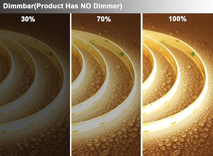 TOPAI 12V COB LED Strip Light 3000K Warm White Waterproof IP65 480LEDs/M Super Bright 4000Lm CRI>90 16.4ft/5M Dotless High Density Cuttable Flexible for Cabinet Home DIY Lighting Projects
