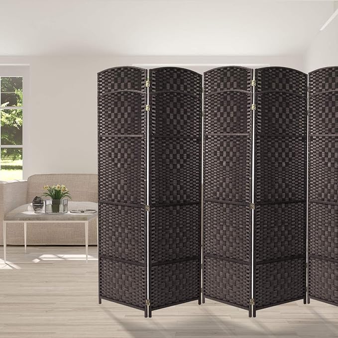 Sorbus 6 Panel Room Divider 6 ft. Tall - Privacy Screen, Extra Wide Double Hinged Panels, Diamond Double-Weaved, Partition Room Dividers and Folding Privacy Screens, Wall Divider for Room Separation