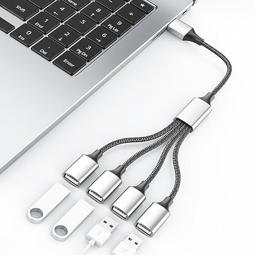 Fidioto USB C Male to 4USB Female Y Cable, Type C to 4USB Charger Adapter, Hub for Laptop, Tablet,Telephone, Flash Disk Drive, Gaming Consoles
