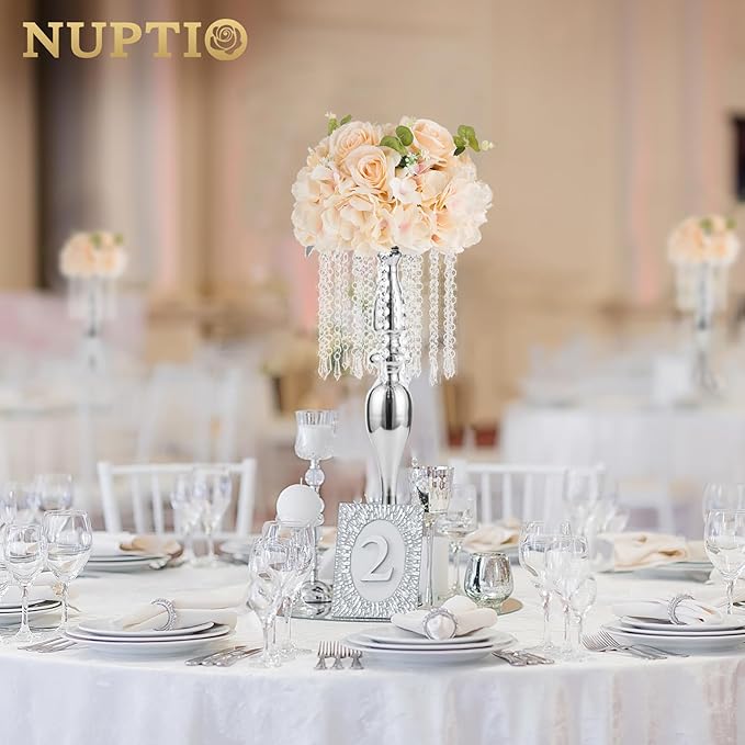 NUPTIO Flower Ball Arrangement Bouquet: 2 Pcs 11.8 inch Diameter Champagne Rose Fake Flowers Balls for Wedding Centerpiece Decorations Artificial Flower Centerpieces for Tables
