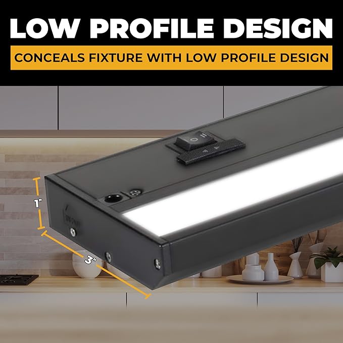 LED Under Cabinet Lighting Hardwired - 3CCT 32 Inch Black Finish - Undercabinet Lights for Kitchen - Linkable Undercounter Dimmable Plug in Light or Hard Wired - Under Counter Fixture Direct Wire