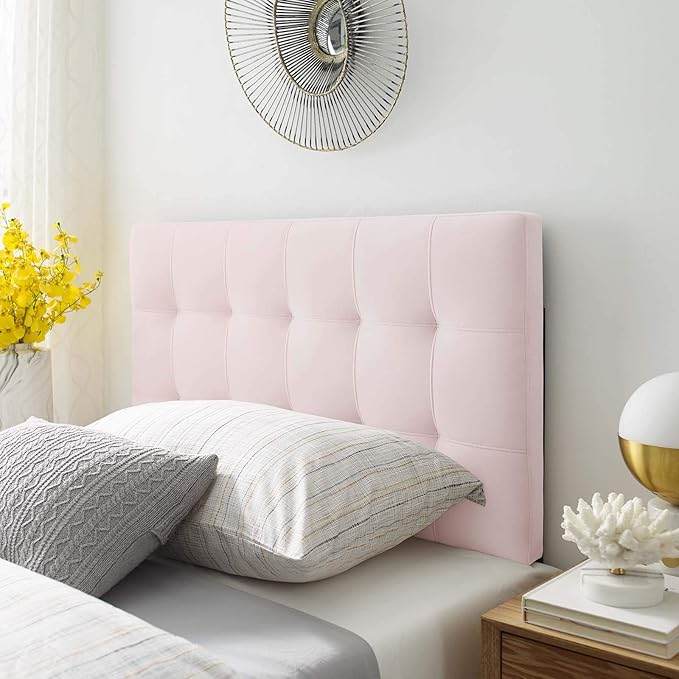 Modway Lily Biscuit Tufted Twin Performance Velvet Headboard, Pink
