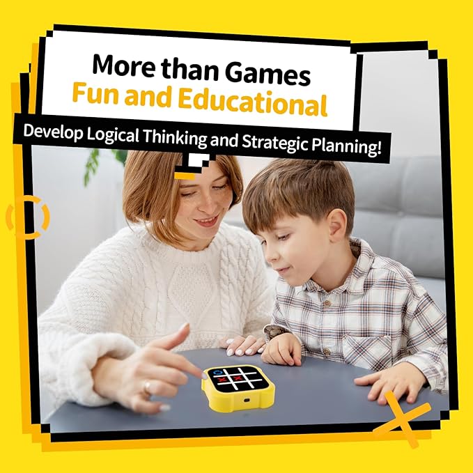 Tic Tac Toe Game, 3-in 1 Electronic Handheld Game Console, Road Trip Activities for Kids - Juegos para Niños - Ideal Gifts for Kids and Adults