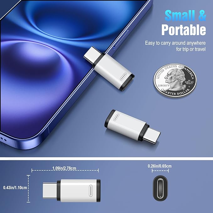 TiMOVO for Lightning to USB C Adapter, 2 Pack USB C Male to Lighting Female Adaptrer with 36W Fast Charging & Data Sync for iPhone 15/16 Pro/Pro Max/Plus, Galaxy S24/23, iPad, NOT for Audio/OTG, White