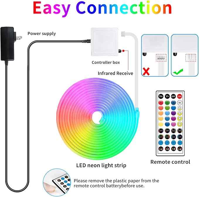 66FT Neon LED Rope Lights IP65 Waterproof LED Lights for Bedroom Flexible LED Light Strip with Remote/APP Control RGB Lighting Strip for Indoors Outdoors Bedroom Room Home Décor
