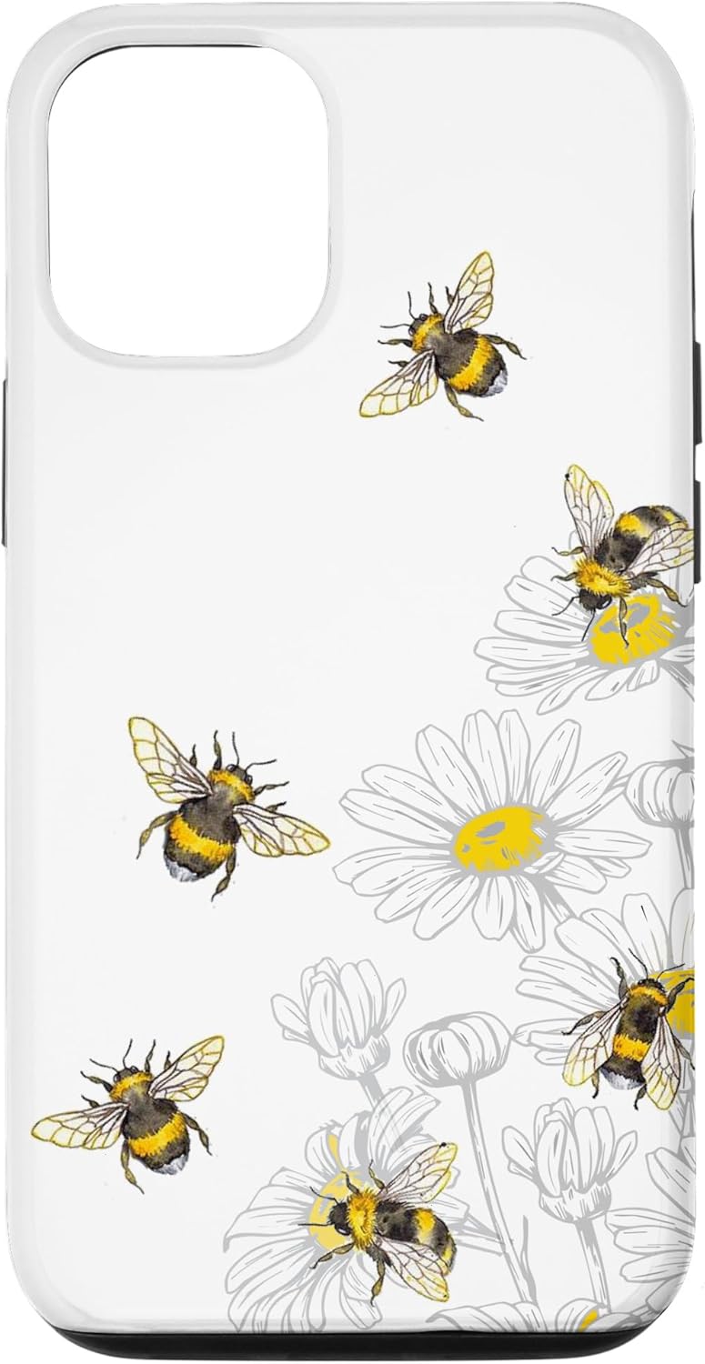 iPhone 15 Bumble Bee - Honey Bees Bee Lover Daisy Flower White Case