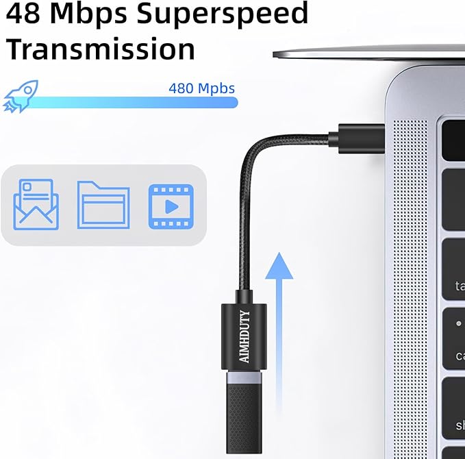 USB C to USB Adapter 2-Pack, USB C Male to USB Female OTG Cable, Nylon Braided, Aluminum Shells, Compatiable for iPhone 17, 16, 15 Series, MacBook Pro/Air, Galaxy S25/S24/S23 and More