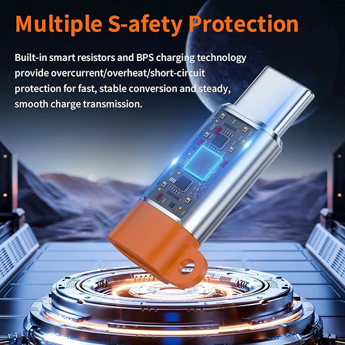 Light-ning to USB C Adapter 4 Pack,PD27W/66W/QC100W Fast Charging Data Transfer,Light-ning Female to USB C Male for Phone 17/16/15 Pad G-alaxy X-peria,Anti-Lost Lanyard,Not for Headphones/OTG Silver