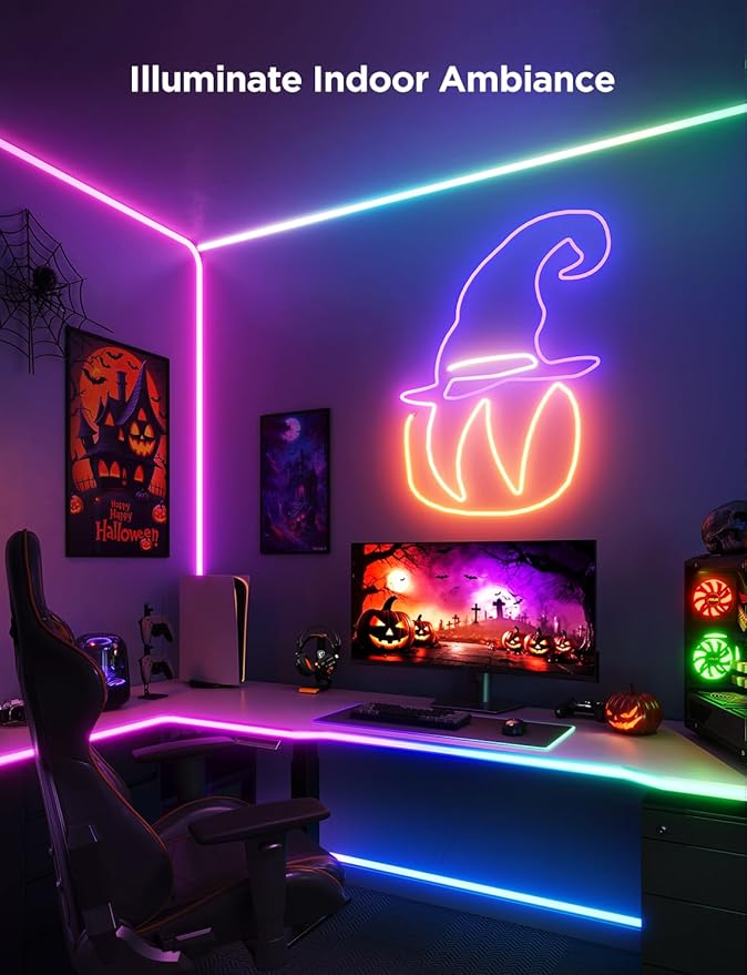 Govee RGBIC Neon Lights, LED Smart Neon Rope Light 2 Works with Matter, Alexa, Google Assistant, Custom DIY Neon Strip Lights for Bedroom and Holiday Decor, Softer Material, 32.8ft, White