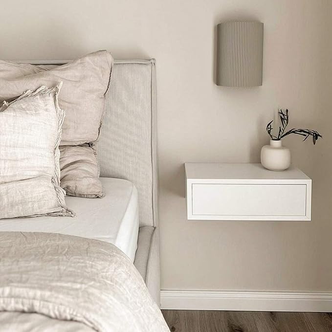 Mobili Fiver, Riccardo Floating nightstand, Ashwood White, Made in Italy