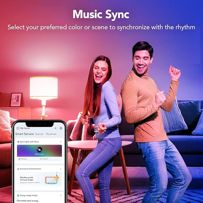OREiN Matter Smart Light Bulb, Smart Light Bulbs with Remote Control Work with Apple Home, Alexa, Google Home, SmartThings, Color Changing Light Bulbs 2.4Ghz WiFi, 800 Lumens Equivalent 60W 6Pack