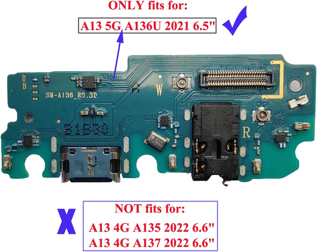 Galaxy A13 5G A136U USB Charging Port Dock Connector Charger Board Flex Cable Replacement for Samsung Galaxy A13