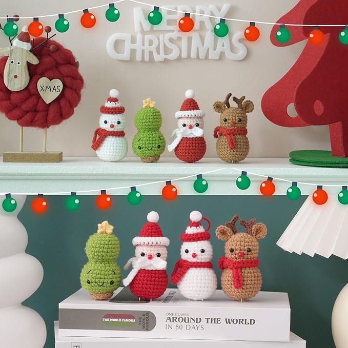 Wizardi Amigurumi DIY Crochet Kit - Santa, Reindeer, Christmas Tree and Snowman F07N8-M117