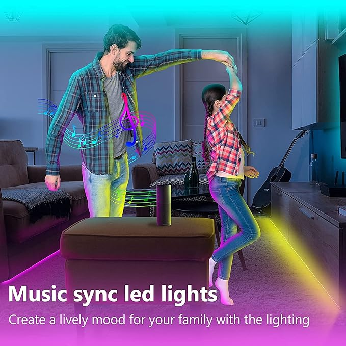 GUPUP 200 FT LED Strip Lights,Color Changing LED Lights for Bedroom,Built-in-Mic,Music Sync Tape Lighting,Phone Smart Controlled(APP+Remote+Mic)