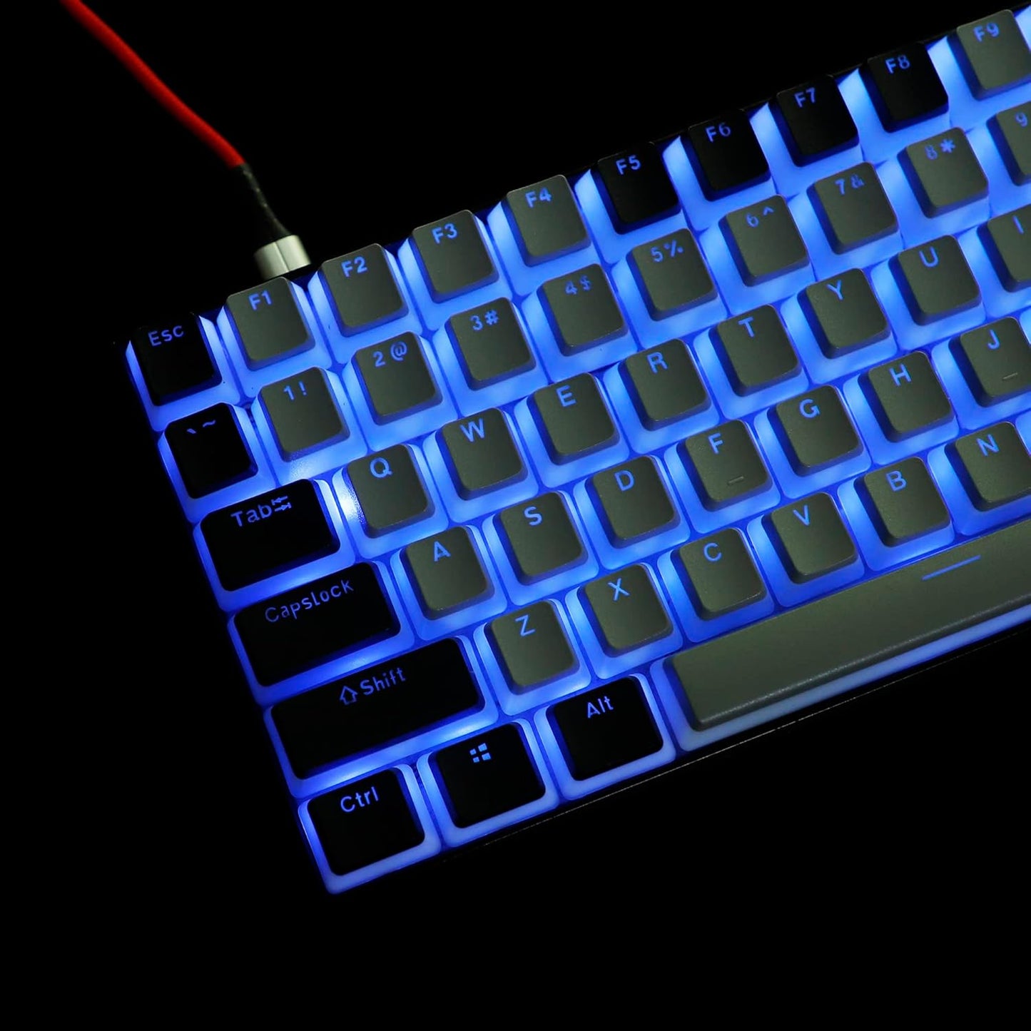 YMDK 128 PBT Double Shot ANSI ISO OEM Profile Pudding Keycaps for MX Mechanical Keyboard 61 68 87 104 (128 Black Gray)
