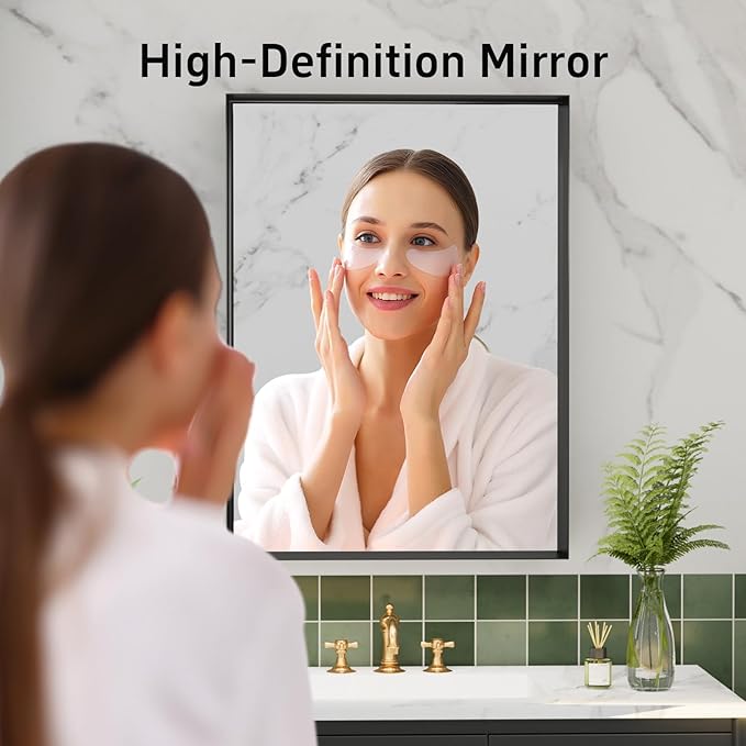 36”x 30” Black Bathroom Mirrors for Over Sink,Metal Framed Rectangle Mirrors, Tempered Glass, Black Wall Decor Mirror for Living Room Farmhouse Bedroom Entryway, (Horizontal/Vertical)