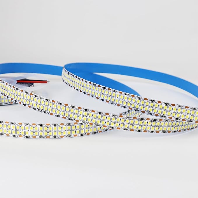 2835 SMD Cold White LED Strip Lights 6500K DC 24V 16.4ft/5M Double Row 2400 LEDs Flexible LED Strip Tape Light Ribbon Lamp LED Daylight Dimmable Strip Lights for Bedroom, Kitchen, Cabinet