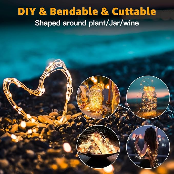 12 Pack Fairy Lights Battery Operated 7ft 20 LED Mini String Lights Twinkle Lights Silver Wire Firefly Starry Lights for Mason Jars Wedding Party Christmas Centerpiece Decor, Warm White & Cool Whtie