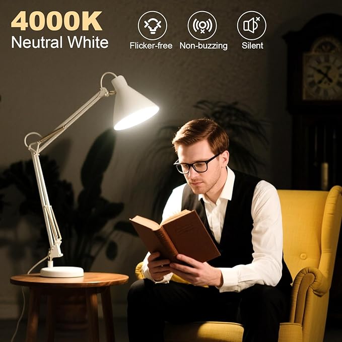 BRIMAX F15 8W LED Light Bulbs,Neutral White 4000K,80W Incandescent Equivalent,Dimmable,E26 Medium Base,Flame Wrinkle Glass,4 Pack