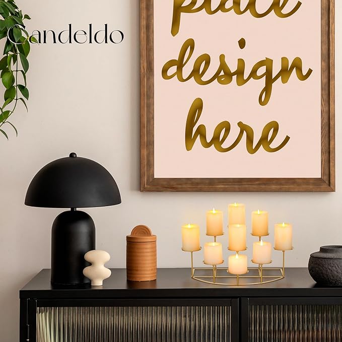 Candelabra Fireplace Candle Holder: Gold Metal Pillar Candle Holders for Inside Fireplace Mantle Decor Floor Candelabras Table Centerpiece