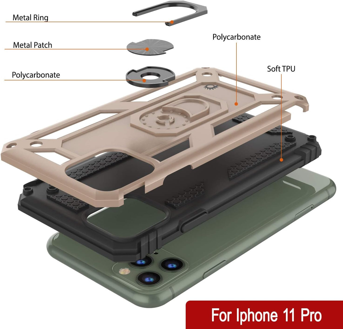 Punkcase ArmorShield Series Case for iPhone 11 Pro, Military Style Protective Dual Layer with Kickstand