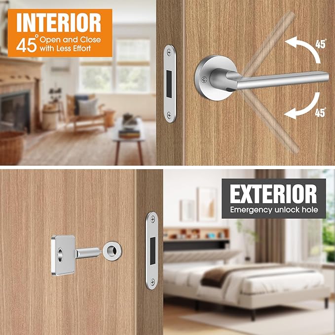 Magnetic Auto-Lock Invisible Door Lock - Single-Sided Hidden Design, Hidden Handle & Mini Keyhole, Aluminum Alloy for Bookshelf Doors/Invisible Doors/Secret Rooms (1, Silver)