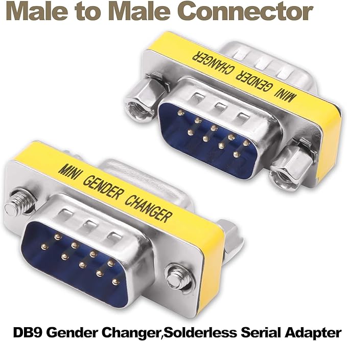 DB9 Gender Changer Solderless Connector Male to Male Adapter Mini RS232 D-SUB 9 Pin Serial Cable Coupler-4pcs