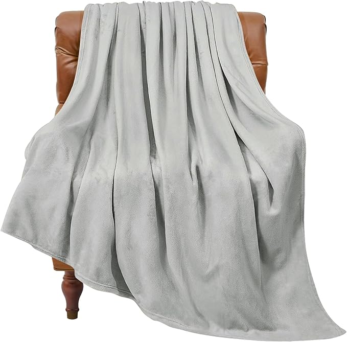 BEDELITE Fleece Blanket Light Grey Throw Blankets for Couch & Bed, Luxury Plush Cozy Fuzzy 50x70 inches, Super Soft Warm Lightweight Throw for Travel Camping