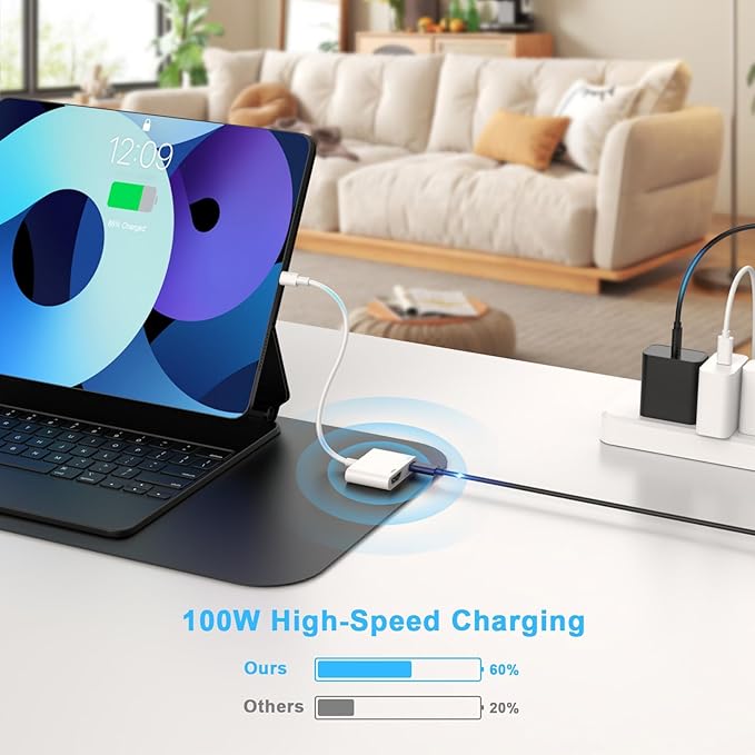 USB C to HDMI Adapter, Type C Digital AV HDTV Adapter 4K@60Hz HDMI Sync Screen Connector Cable with 100W USB C Charging Port for iPhone 16/16 Plus/16 Pro/16 Pro Max/15/15 Plus/15 Pro/15 Pro Max