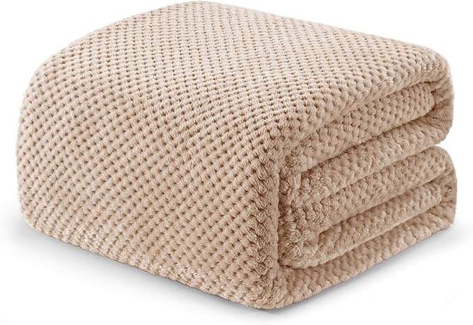 Exclusivo Mezcla Fleece Bed Blanket King Size, Super Soft and Warm Blankets for Couch, Sofa and Bed Waffle Textured, Cozy, Fuzzy and Lightweight (Camel, 90x104 Inches)