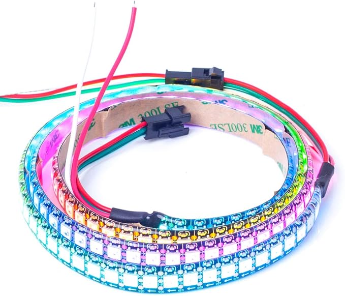 BTF-LIGHTING WS2812B RGB ECO LED Strip, Chasing Effects 5050SMD Individually Addressable 3.3FT 144(2X72) Pixels/m Flexible Dream Color IP65 for Bedroom DIY Projects DC5V(No Adapter or Controller)