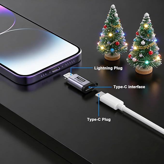 USB C Type C to Lightning Adapter [Apple MFi Certified] 2 Pack Lightning to Type C Fast Charging Connctor 8 Pin Charging Adapter for iPhone 14/14 Pro Max/13/13 Pro Max/13 Mini/13 Pro//iPad/8/7/6 Plus