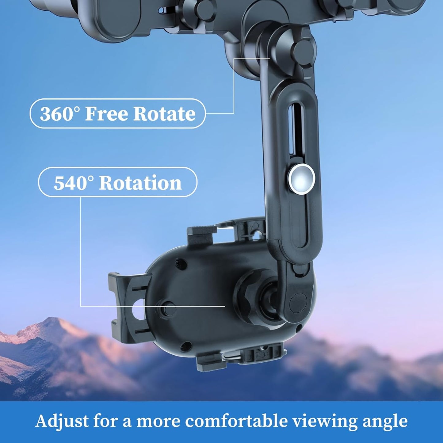Rearview Mirror Phone Holder for Car, 360° Rotating and Retractable Mobile Phone Mount for Auto Visor, Adjustable GPS
