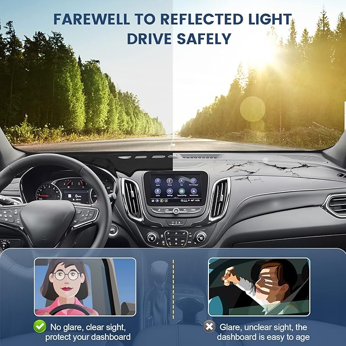 Dashboard Cover Mat Custom Fit for Chevrolet Equinox 2018-2022 Dash Cover Nonslip Dash Mat Protector Sunshade No Glare Black