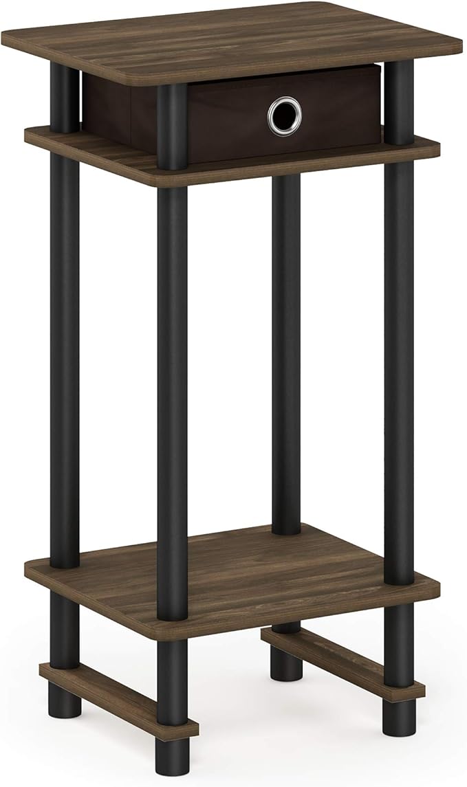 Furinno Turn-N-Tube Tall End Table, Columbia Walnut/Black/Dark Brown
