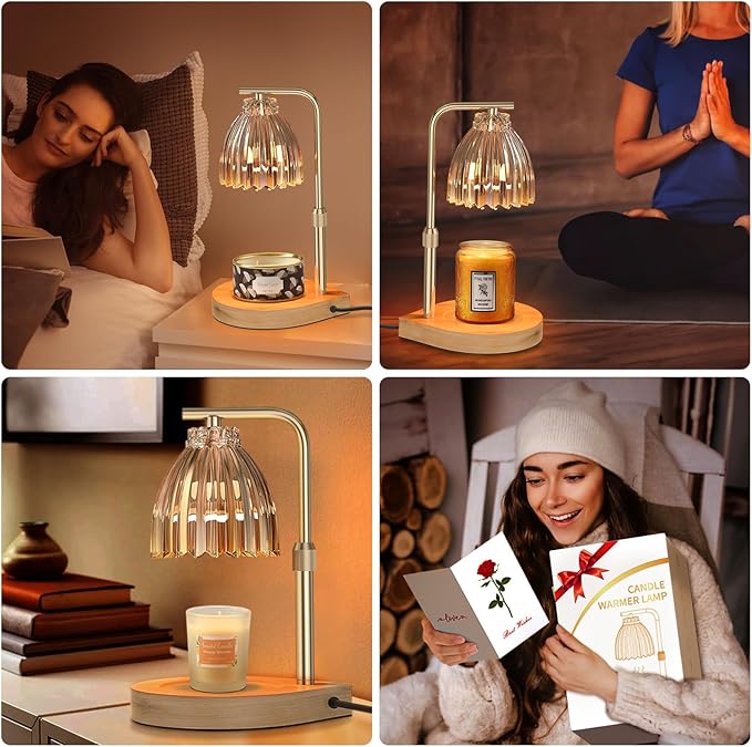 Christmas Gifts for Women Candle Warmer Lamp with Adjustable Height, Timer & Dimmer, Birthday Gifts for Women, Elegant Gift Box & Greeting Card, Candle Lamp with 2 Bulbs for Home Decor/Bedroom/Office
