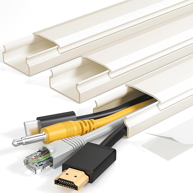 Yecaye TV Cord Hider, 42In Large Cable Hider Beige, Wire Covers for 4 Cords, Wire Hiders for TV on Wall, Cable Raceway Concealer, W1.18in H0.6in, Beige