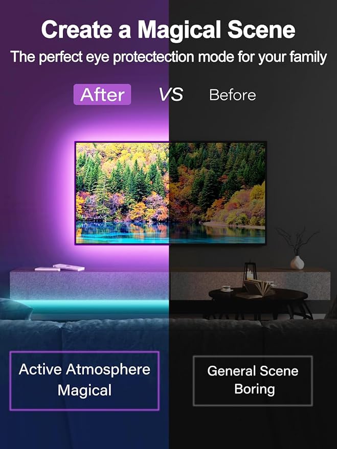 Led Lights for TV, 13.2ft TV Led Backlight 32-65 Inch, USB Led Light Strip with Remote, App Control, RGB Led Strip Lights Music Sync Color Changing Led Lights for Bedroom, Gaming Accessories