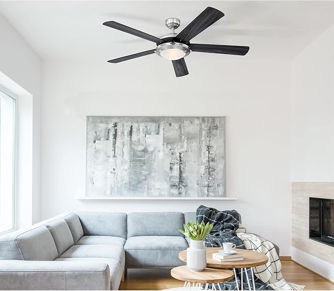Westinghouse 7305400 Comet LED Ceiling Fan, 52 Inch, Brushed Nickel, Frosted Glass