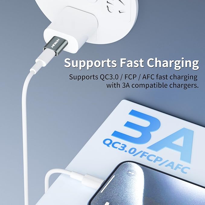 USB to USB C Adapter 2 Pack,HOWJIM Type-C Female to USB 3.0 Male OTG Adapter,QC3.0 Fast Charging 5Gbps Data Transfer,USB C to USB Adapter for M-acBook Phone 17/16/15 Pad G-alaxy A-irpods X-peria Gray