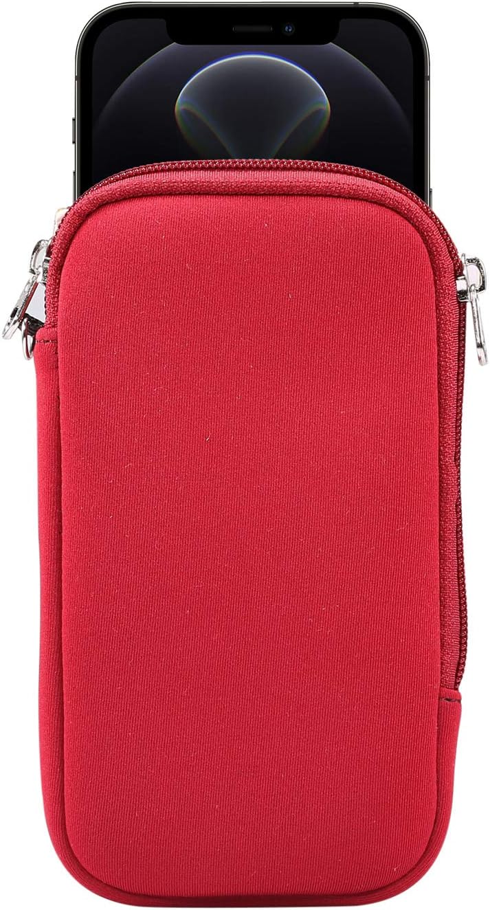 Neoprene Cell Phone Pouch, Soft Elastic Shockproof Mobile Phone Case with Necklace Lanyard for iPhone 12 Pro Max XS