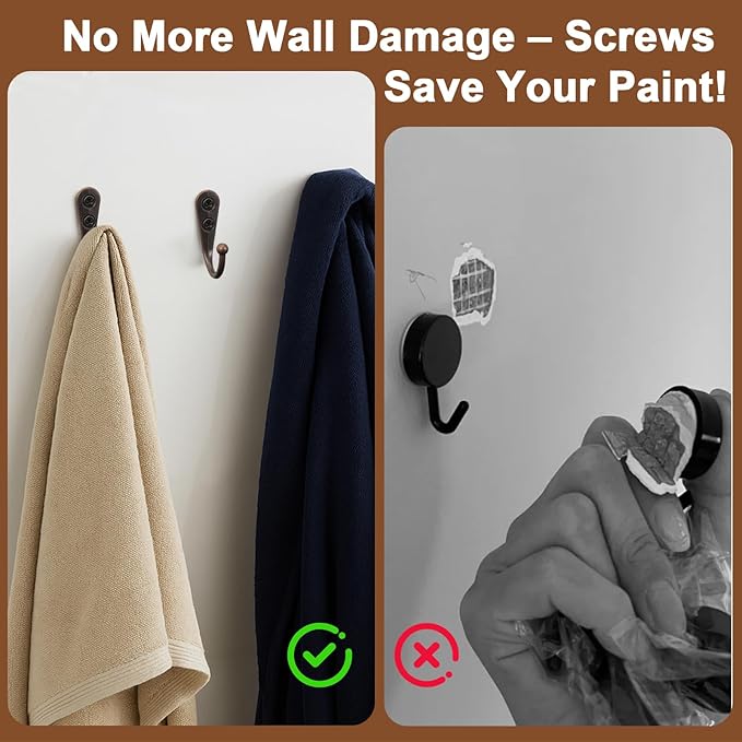 POZEAN 40 Pack Wall Hooks for Hanging, Heavy Duty Small Coat Hooks Wall Mounted for Living Room, Bathroom, Kitchen, Bedroom for Key, Cup, Bag, Hat, Scarf, and More (Oil Rubbed Bronze)