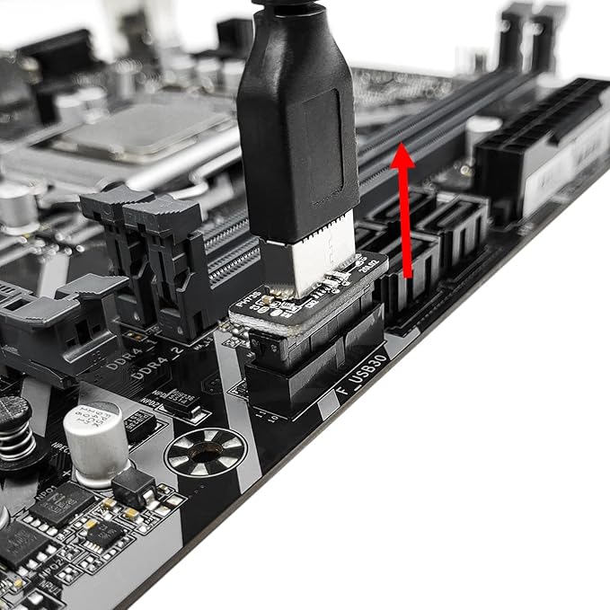 USB Front Panel Adapter, Vertical USB C Header Adapter, USB 3.1 Type-E Key-A to USB 3.0 20Pin Header Converter for Type C Motherboard