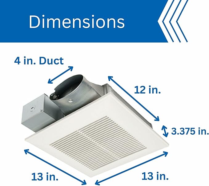 Panasonic WhisperValue Ceiling/Wall Mount Bathroom Exhaust Fan with Humidity Sensor, 50-80-100 CFM, FV-0510VSC1