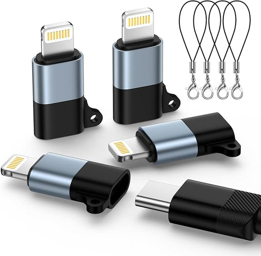 4 Pack USB C to Lightning Adapter [Apple MFi Certified] for iPhone 14/13/12/11/X/XR/XS/8/7/6/5,iPad,AirPods,Lightning to USB Type C Adapter Cable Adaptor PD Fast Charging & Data Sync,NOT for Audio/OTG